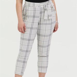 NWT - Torrid - Grey Plaid Crepe Self Tie Pant